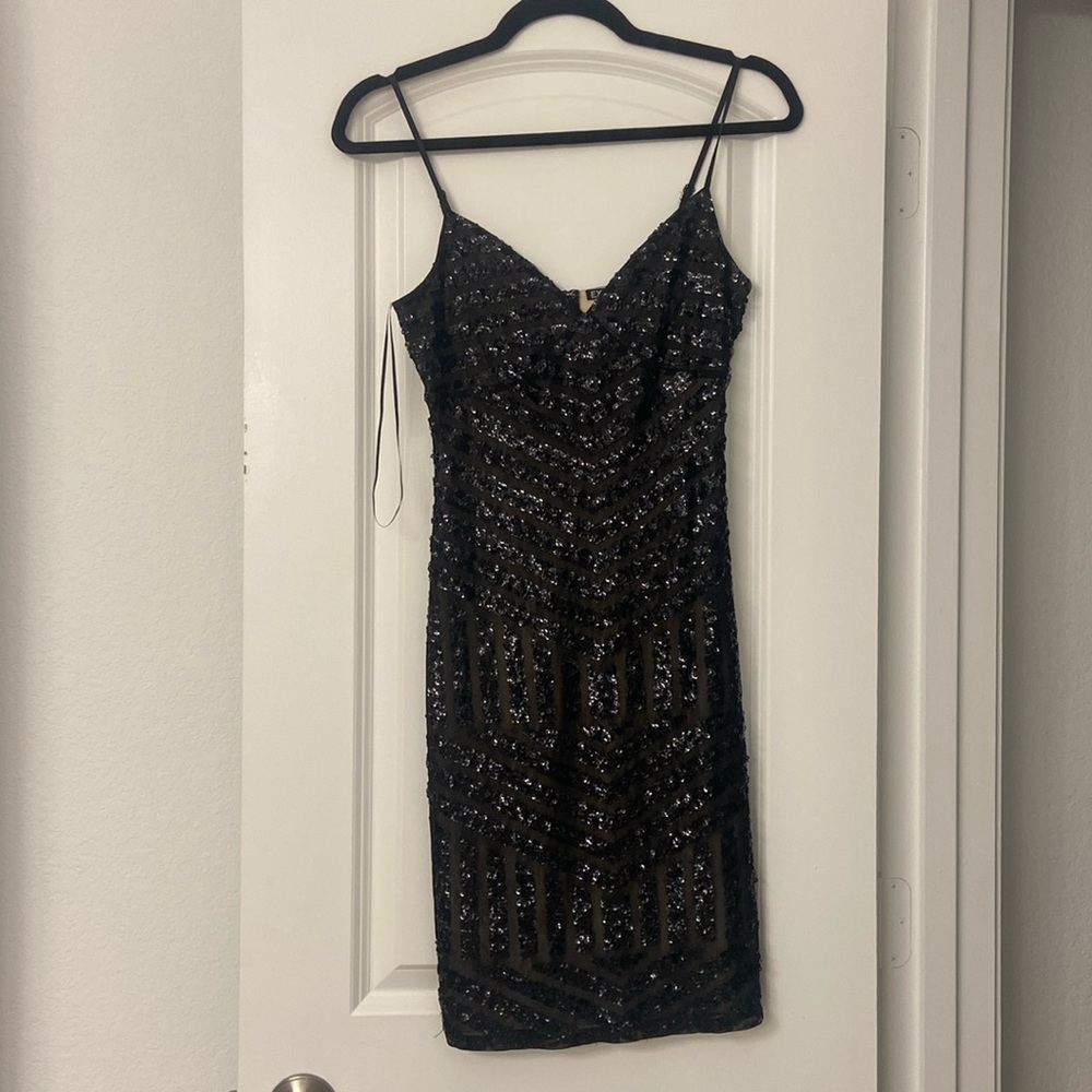 Express black sequin dress